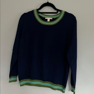 Esprit Navy Sweater with Green and Yellow Trim